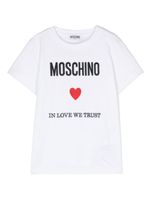 Moschino Kids t-shirt en coton à logo brodé - Blanc