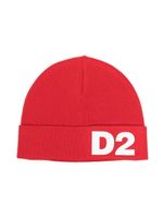 DSQUARED2 KIDS bonnet en maille à logo imprimé - Rouge - thumbnail