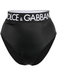 Dolce & Gabbana slip satiné à bande logo - Noir