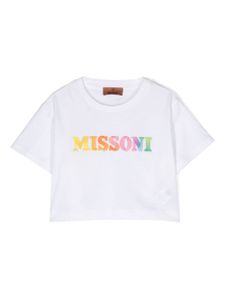 Missoni Kids t-shirt en coton à logo brodé - Blanc