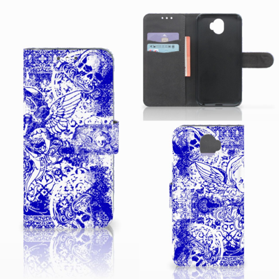 Telefoonhoesje met Naam Wiko Wim Angel Skull Blauw Telefoonhoesje met Naam Wiko Wim Angel Skull Blauw