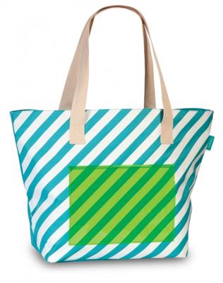 Fabrizio strandtas 30 liter gestreept blauw Fabrizio strandtas 30 liter gestreept blauw