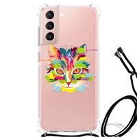 Samsung Galaxy S21 FE Stevig Bumper Hoesje Cat Color