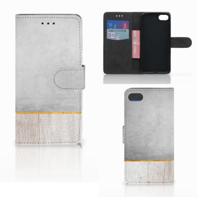 Huawei Y5 2018 Book Style Case Wood Concrete