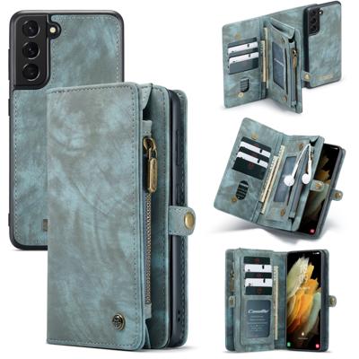 Caseme - vintage 2 in 1 portemonnee hoes - Samsung Galaxy S21 Plus - Blauw