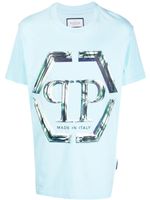 Philipp Plein t-shirt en coton à logo imprimé - Bleu