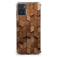 Stevig Telefoonhoesje voor Motorola Moto E22 | E22i Wooden Cubes