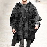 Voor heren Winterjas Mantel / capes Poncho Feest liiketoiminta Winter Herfst Nylon Winddicht Houd Warm bovenkleding Kleding Stijlvol Casual Print Heldere kleur Onregelmatige zoom Capuchon Pullover Lightinthebox