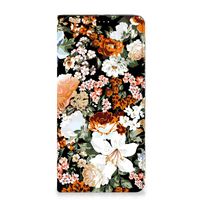 Smart Cover voor Samsung Galaxy A14 4G Dark Flowers - thumbnail