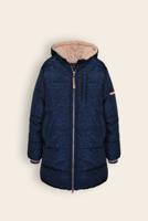 NoNo Meisjes winterjas midi met capuchon - Baggy - Navy blauw