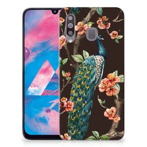 Samsung Galaxy M30 TPU Hoesje Pauw met Bloemen