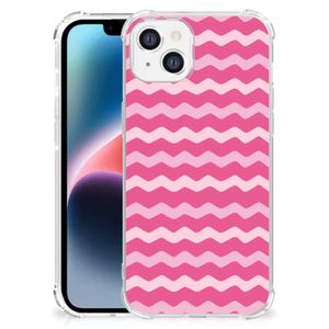 Apple iPhone 14 Plus Doorzichtige Silicone Hoesje Waves Pink