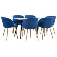 vidaXL 7-delige Eethoek stof blauw