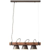 Brilliant 3-lichts hanglamp Decca zwart met bruin 85873/46