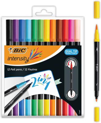 BIC 989695 verf-stift Zwart, Blauw, Bruin, Groen, Lichtblauw, Lichtgroen, Oranje, Roze, Paars, Rood, Violet, Geel 12 stuk(s)
