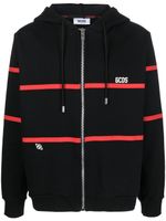 GCDS hoodie rayé à fermeture zippé - Noir