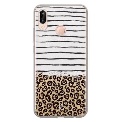 Huawei P20 Lite siliconen telefoonhoesje - Leopard lines