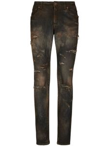 Dolce & Gabbana jean slim à effets délavés - Noir