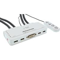 InLine 61614I KVM Switch, 4-voudig, DVI-D, USB, met audio, geïntegreerde kabel