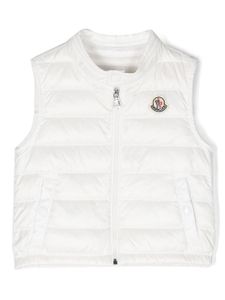 Moncler Enfant gilet matelassé à patch logo - Blanc