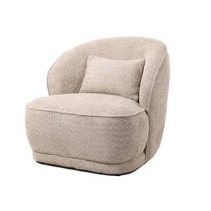 Giga Meubel - Fauteuil Bouclé Taupe - Japandi Stijl - Zithoogte 45cm