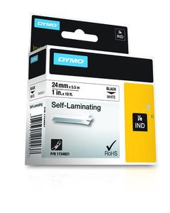 Labeltape zelflaminerend DYMO IND RHINO 1734821 Vinyl Tapekleur: Wit Tekstkleur:Zwart 24 mm 5.5 m