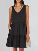 Loose Casual Plain Dress With No