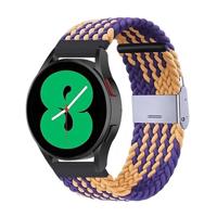 By Qubix - Compatible met Garmin Forerunner 255 - Braided nylon bandje - Oker/paars - Compatible Garmin bandje - Bandbreedte: 22mm