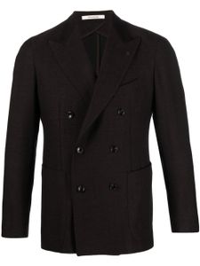 Tagliatore blazer croisé en laine vierge à détail de broche - Marron