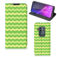 Motorola One Zoom Hoesje met Magneet Waves Green - thumbnail