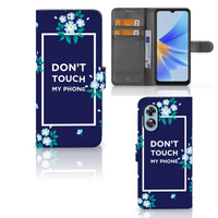 OPPO A17 Portemonnee Hoesje Flowers Blue DTMP