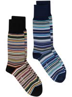 Paul Smith lot de deux paires de chaussettes en coton à rayures - Bleu