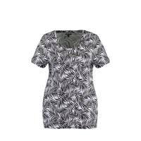 MS Mode T-shirt met bladprint lila/zwart