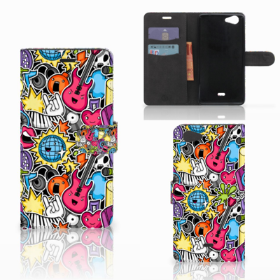 Wiko Pulp Fab 4G Wallet Case met Pasjes Punk Rock
