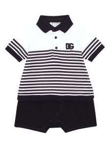 Dolce & Gabbana Kids barboteuse en coton à logo brodé - Noir