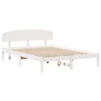 vidaXL Bedframe met hoofdbord Wit 150x200 cm Massief grenenhout