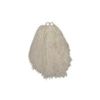 Cheerball/pompom met ringgreep - wit - 23 cm - voor kinderen - Cheerleader verkleed accessoires