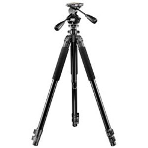 Walimex FT-665T Tripod 1/4 inch Werkhoogte: 38 - 185 cm Zwart 3D-panhead, Incl. tas