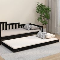 Bedframe massief grenenhout zwart 100x200 cm - thumbnail