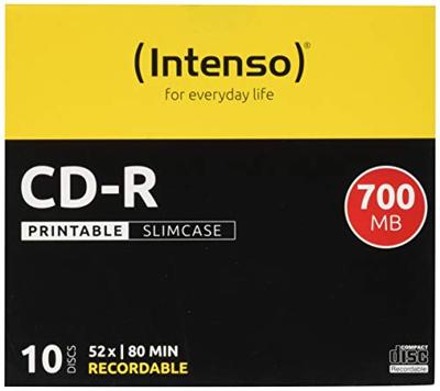 Intenso CD-R 80-Minuten 700 Mb 52x Snelheid Opneembare Afdrukbare CD Media Slim Jewel Case (Pack van 10)