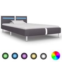 Bedframe met LED kunstleer grijs 90x200 cm