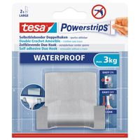 3x Tesa RVS dubbelehaak waterproof Powerstrips klusbenodigdheden - thumbnail