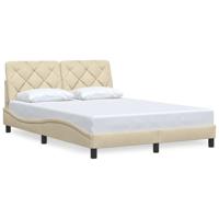 vidaXL Bedframe zonder matras stof crèmekleurig 140x200 cm