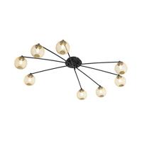 QAZQA - Landelijk | Vintage Moderne plafondlamp zwart met goud 8-lichts - Athens Wire | Woonkamer | Slaapkamer | Keuken - Glas Rond - G9 Geschikt voor LED - Max. 8 x 28 Watt
