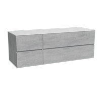 Storke Edge zwevend badmeubel 150 x 52 cm beton donkergrijs met Tavola enkel of dubbel wastafelblad in solid surface mat wit