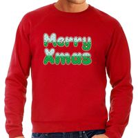 Merry xmas foute Kerstsweater / Kersttrui rood voor heren 2XL  -