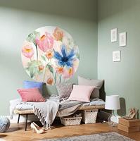 Komar DOT rond en zelfklevend vliesfotobehang - May - Ø 125 cm - bloemen, behang, muurtattoo, slaapkamer, woonkamer, wanddecoratie - D1-073