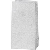 Papieren zakken, H: 17 cm, afmeting 6x9 cm, zilver, 8 stuks, 120 g