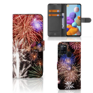 Samsung Galaxy A21s Wallet Case met Pasjes Vuurwerk