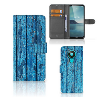 Nokia 3.4 Book Style Case Wood Blue - thumbnail